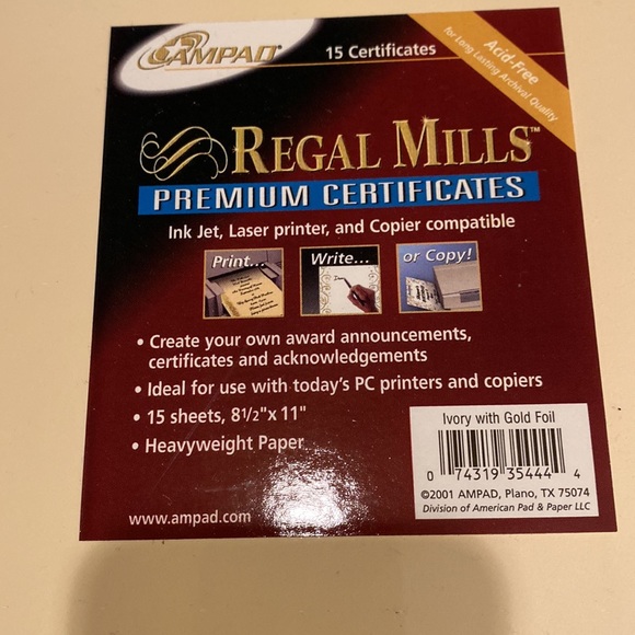 NWT  Two packages Premium Certificates, 15 sheets each - Picture 2 of 3